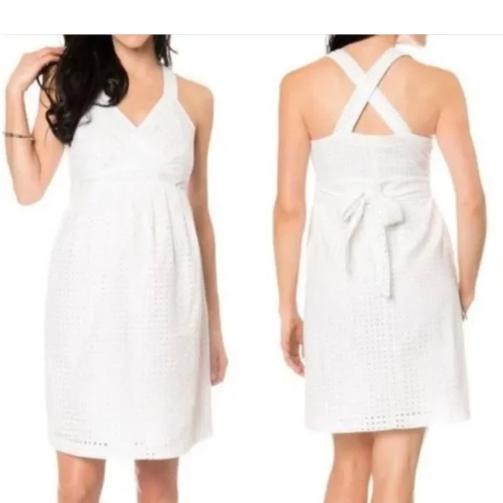 Motherhood Maternity cross back eyelet dress